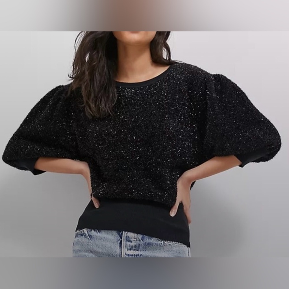 Anthropologie Maeve Pamela Tinsel Shimmer Sweater